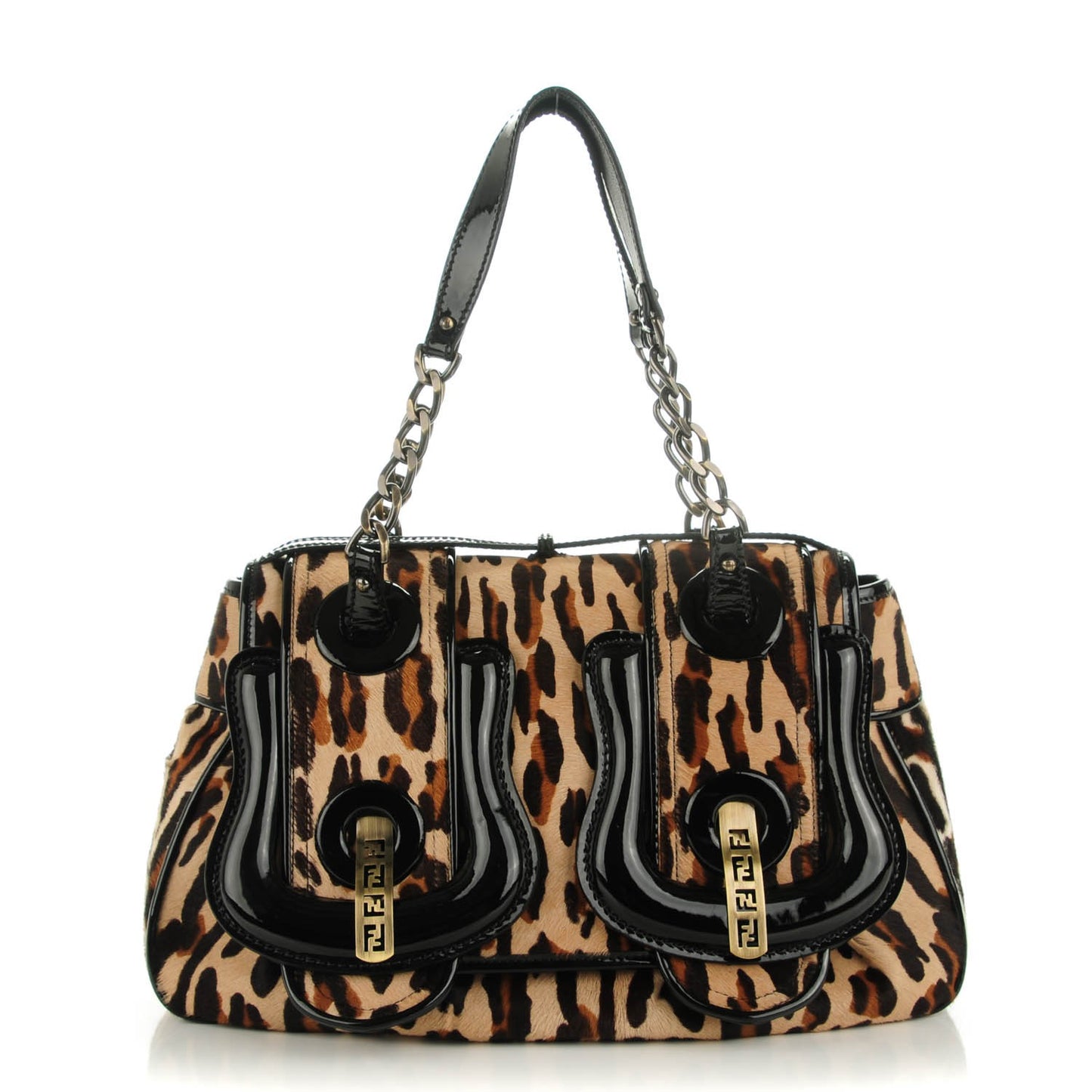 Calf Hair Leopard Printed B Bag Black