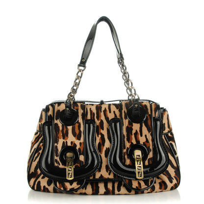 Fendi Calf Hair Leopard Printed B Bag Black 1 of 8