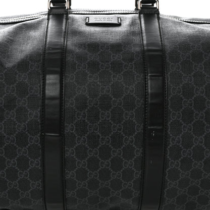 Gucci Soft GG Supreme Monogram Appia Calfskin Web Large Carry On Duffle Bag Black Grey 7 of 23