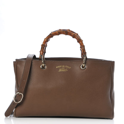 Gucci Pebbled Calfskin Medium Bamboo Shopper Tote Acero 1 of 11