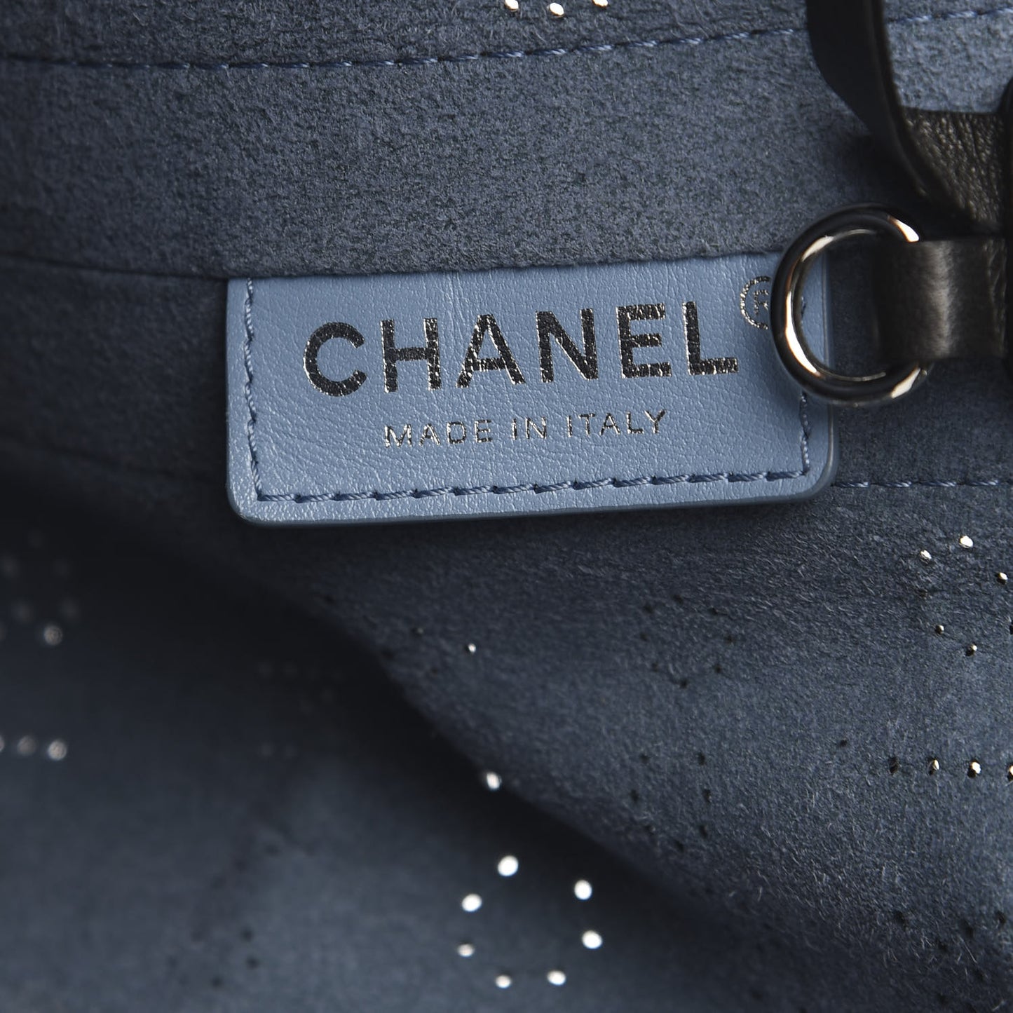 Calfskin Tweed Small Logo Eyelets Shopping Tote Black