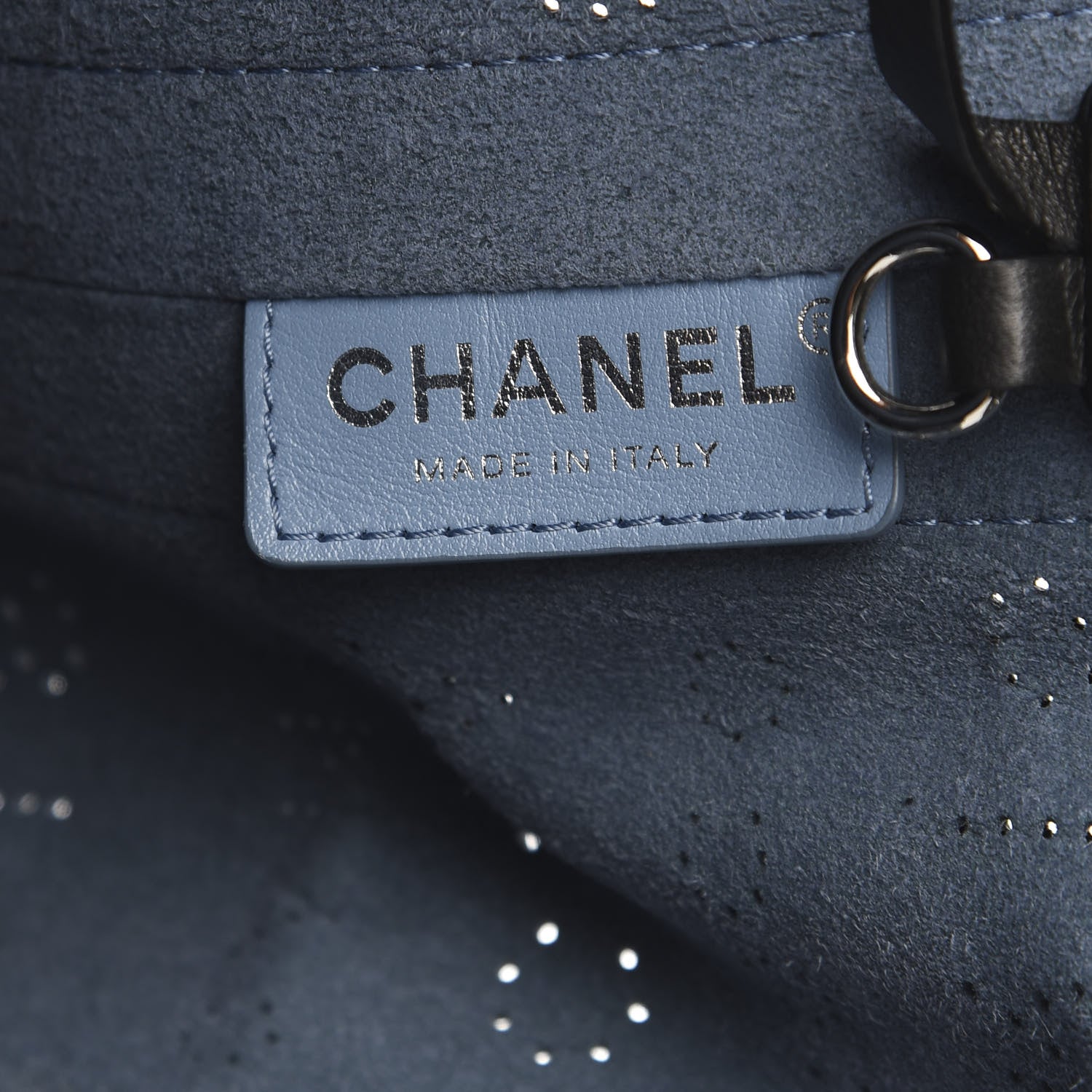 Chanel Calfskin Tweed Small Logo Eyelets Shopping Tote Black 6 of 10