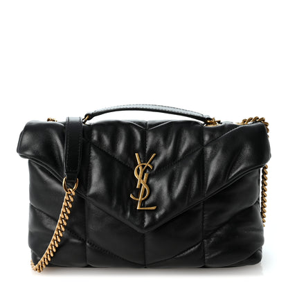 Saint Laurent Lambskin Quilted Toy Loulou Puffer Monogram Chain Satchel Black 1 of 9