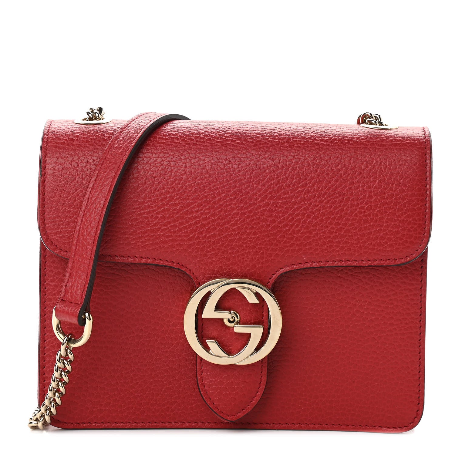 Gucci Dollar Calfskin Small Interlocking G Shoulder Bag Red 1 of 11
