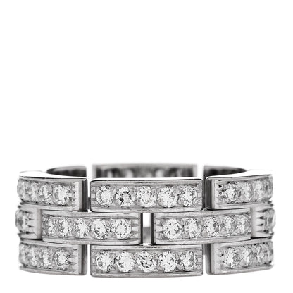 Cartier 18K White Gold Diamond Maillon Panthere 3 Rows Paved Ring 53 6.25 1 of 4