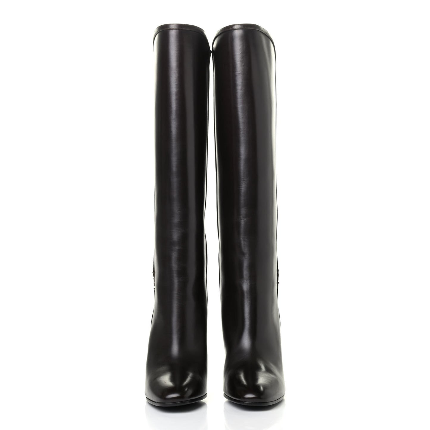 Smooth Calfskin Jane Knee High Boots 38.5 Dark Chocolate