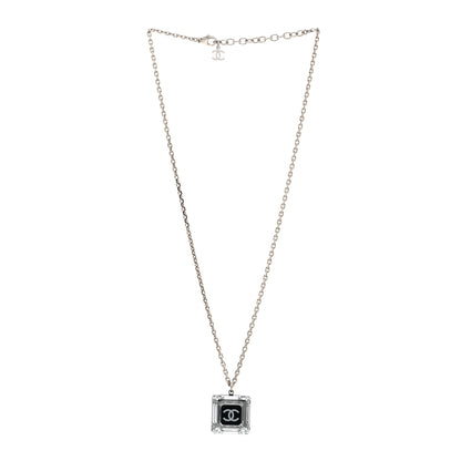 Chanel Resin Strass Geometric Square CC Necklace Black 3 of 6