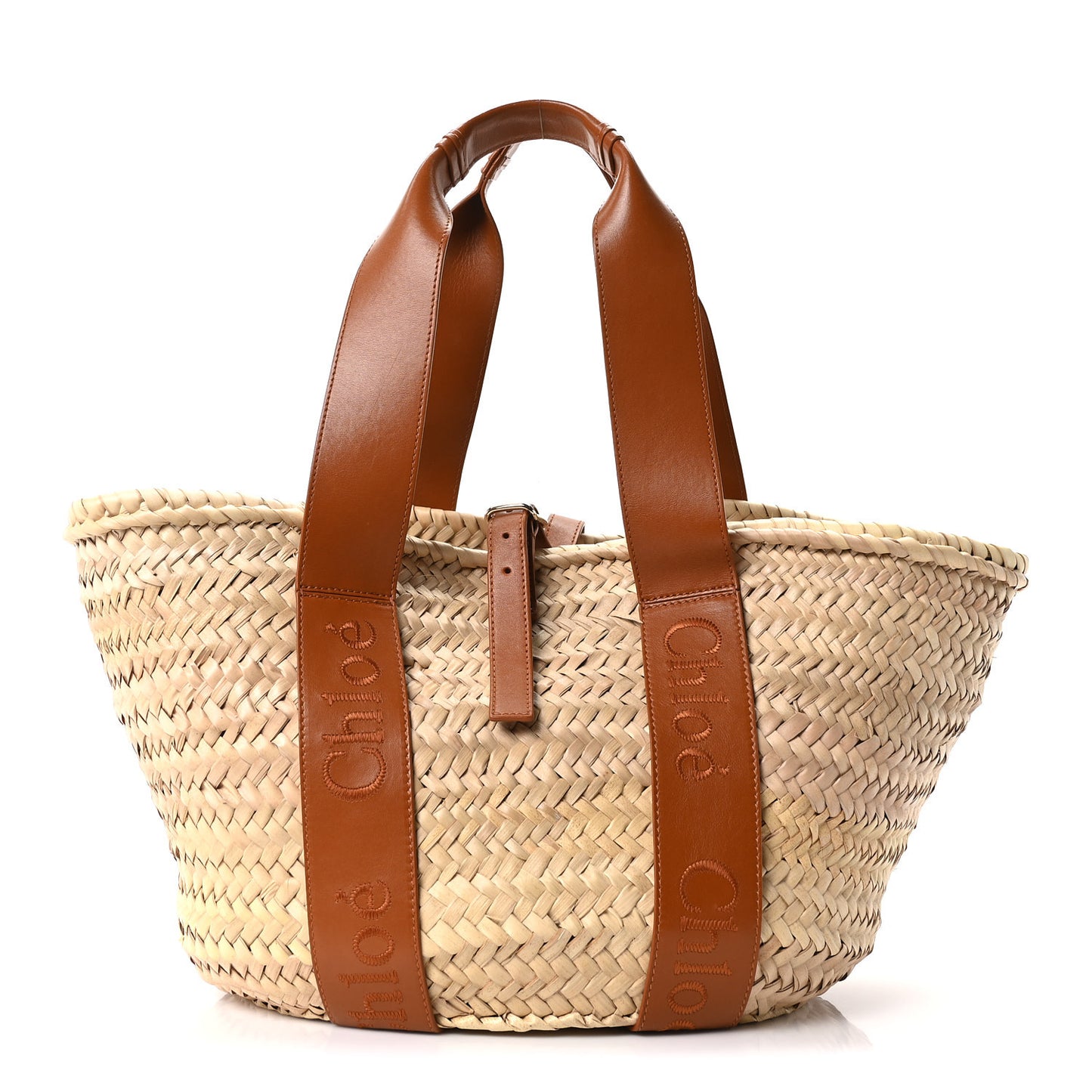 Raffia Smooth Calfskin Medium Sense Basket Caramel