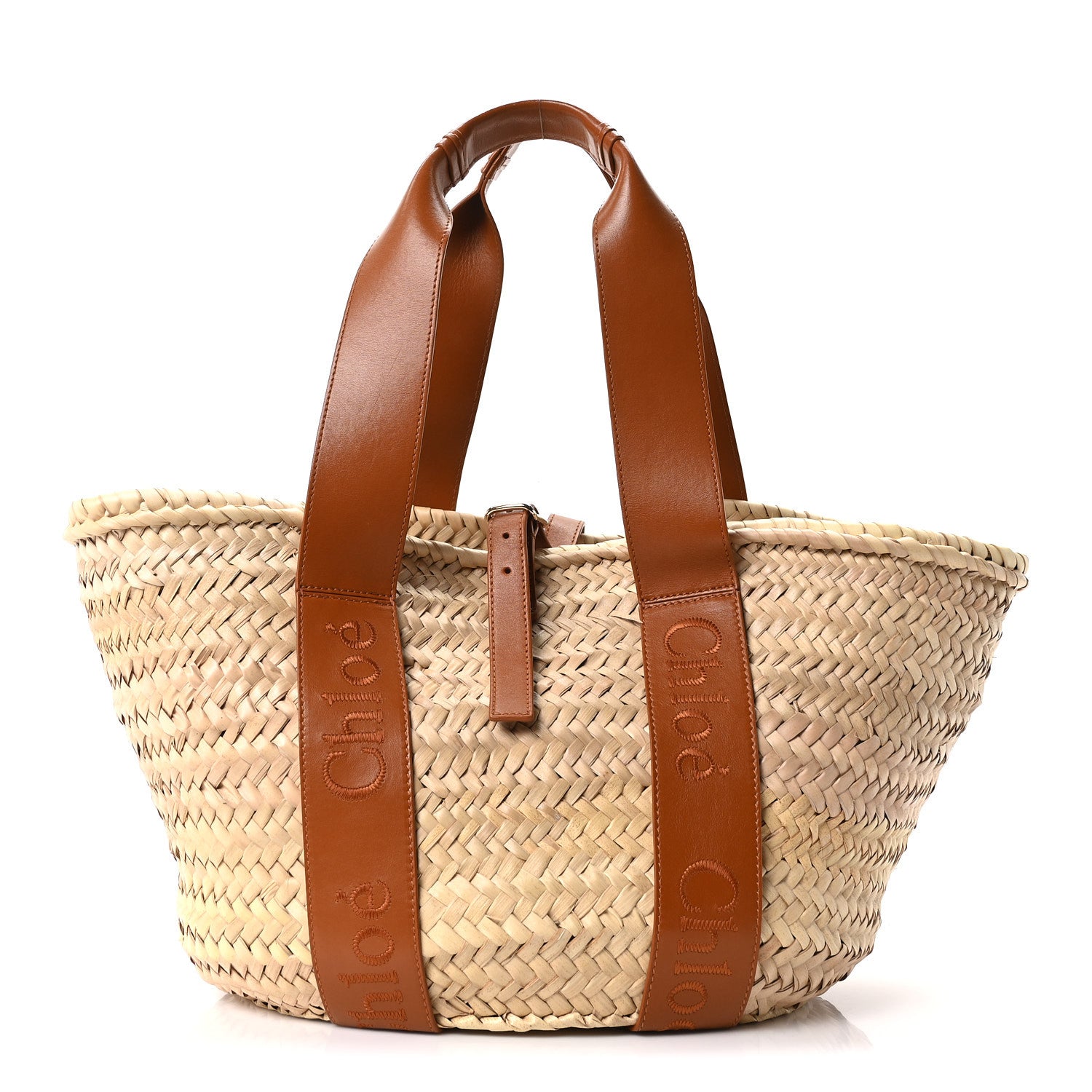 Chloe Raffia Smooth Calfskin Medium Sense Basket Caramel 1 of 8