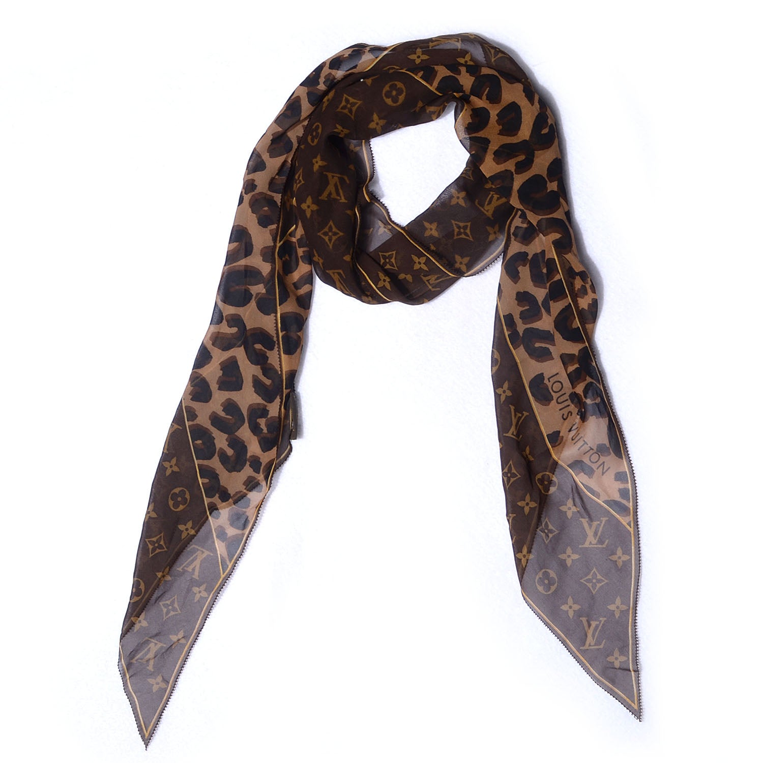 Louis Vuitton Silk Crepe Leopard Monogram Scarf 1 of 5