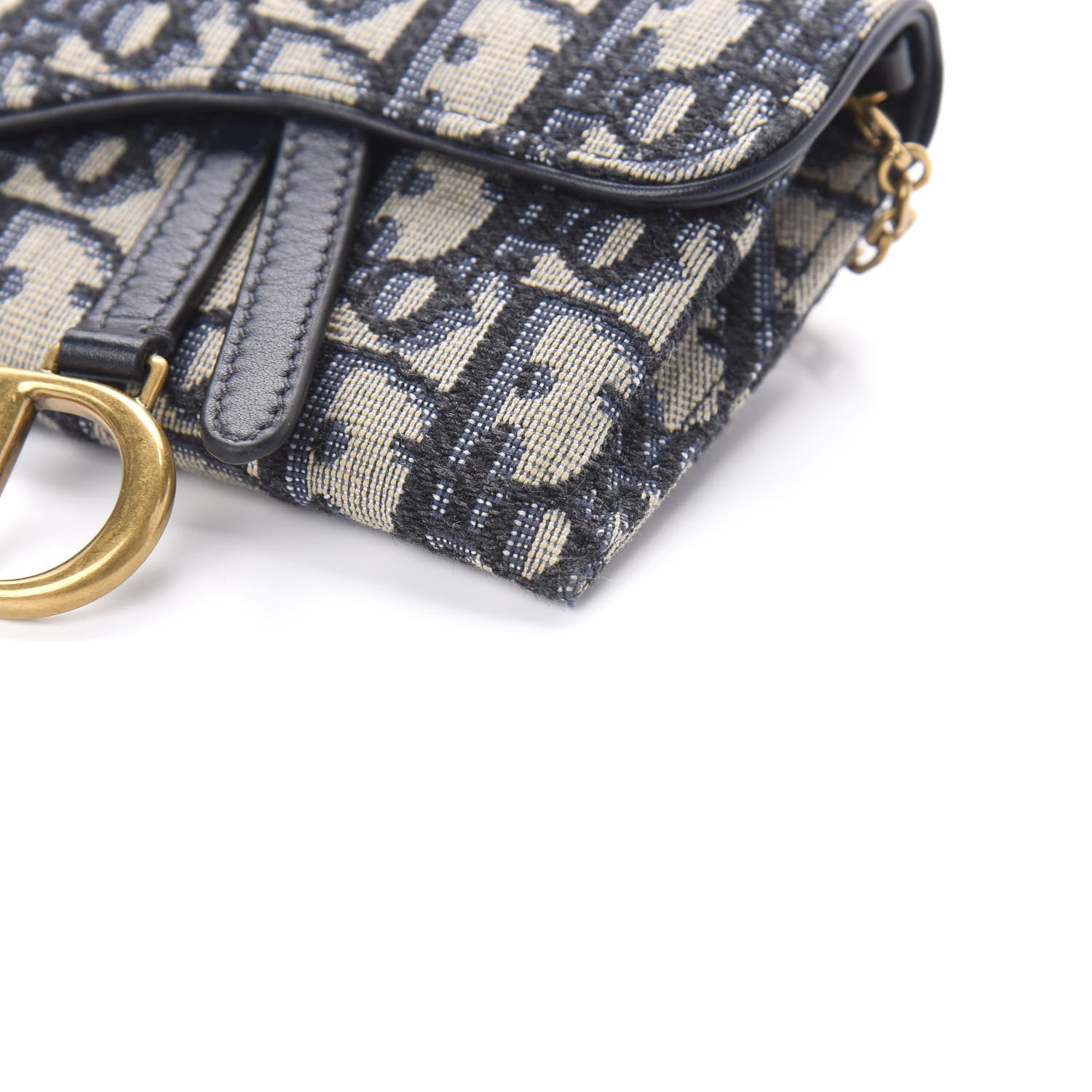 Christian Dior Oblique Nano Saddle Chain Pouch Blue 9 of 10