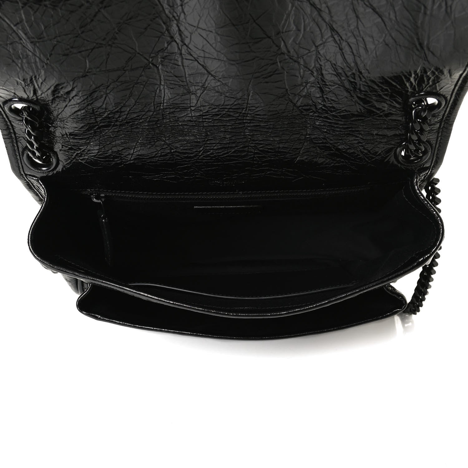 Saint Laurent Crinkled Calfskin Matelasse Monogram Medium Niki Chain Satchel Black 8 of 18