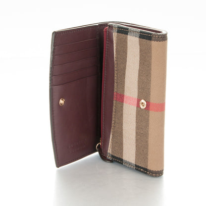 Burberry Grainy Calfskin House Check Wellington Wallet Mahogany Red 6 of 8