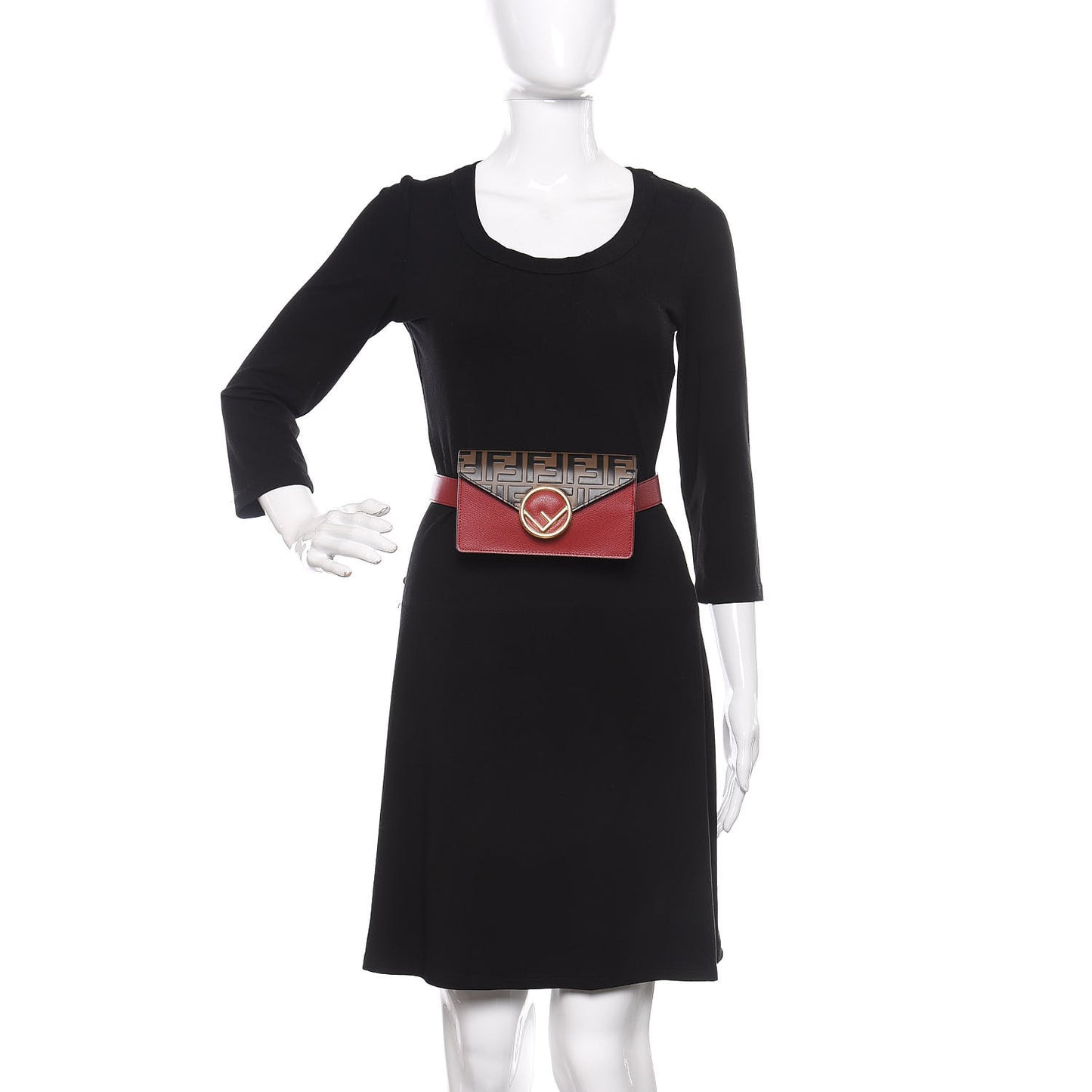 Vitello Cruise F is Fendi Bi-Color FF 1974 Embossed Envelope Belt Bag Maya Black Fragola