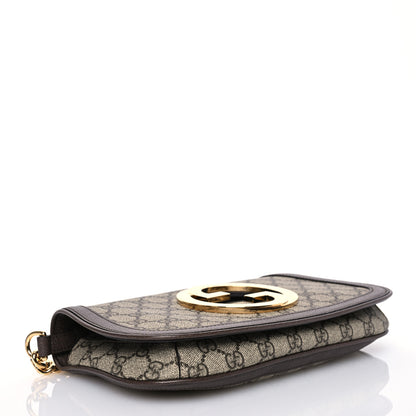 Gucci GG Supreme Monogram Textured Dollar Calfskin Blondie Chain Shoulder Flap Bag Beige Ebony New Acero 4 of 14