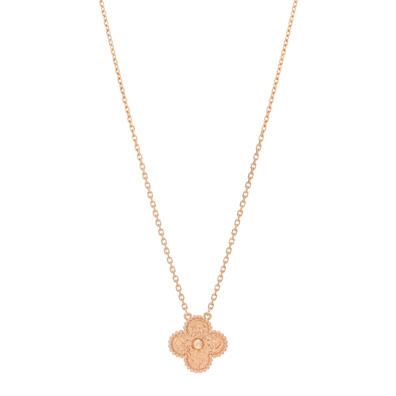 Van Cleef & Arpels 18K Rose Gold Vintage Alhambra Pendant Necklace 1 of 5