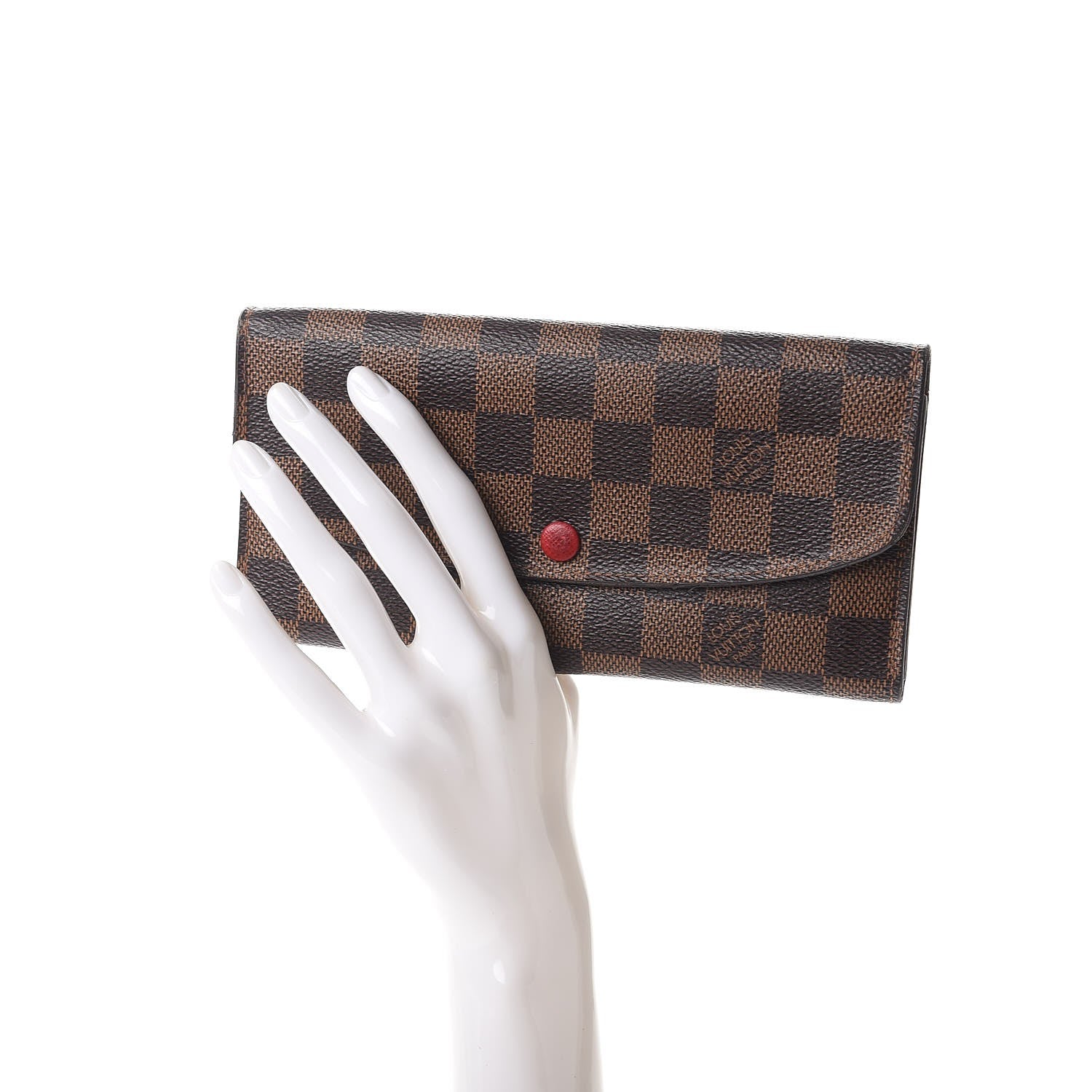 Louis Vuitton Damier Ebene Emilie Wallet Red 2 of 13