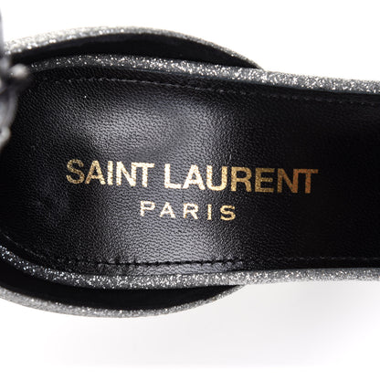 Saint Laurent Glitter Amber 105 Ankle Strap Sandals 37 Silver 7 of 10