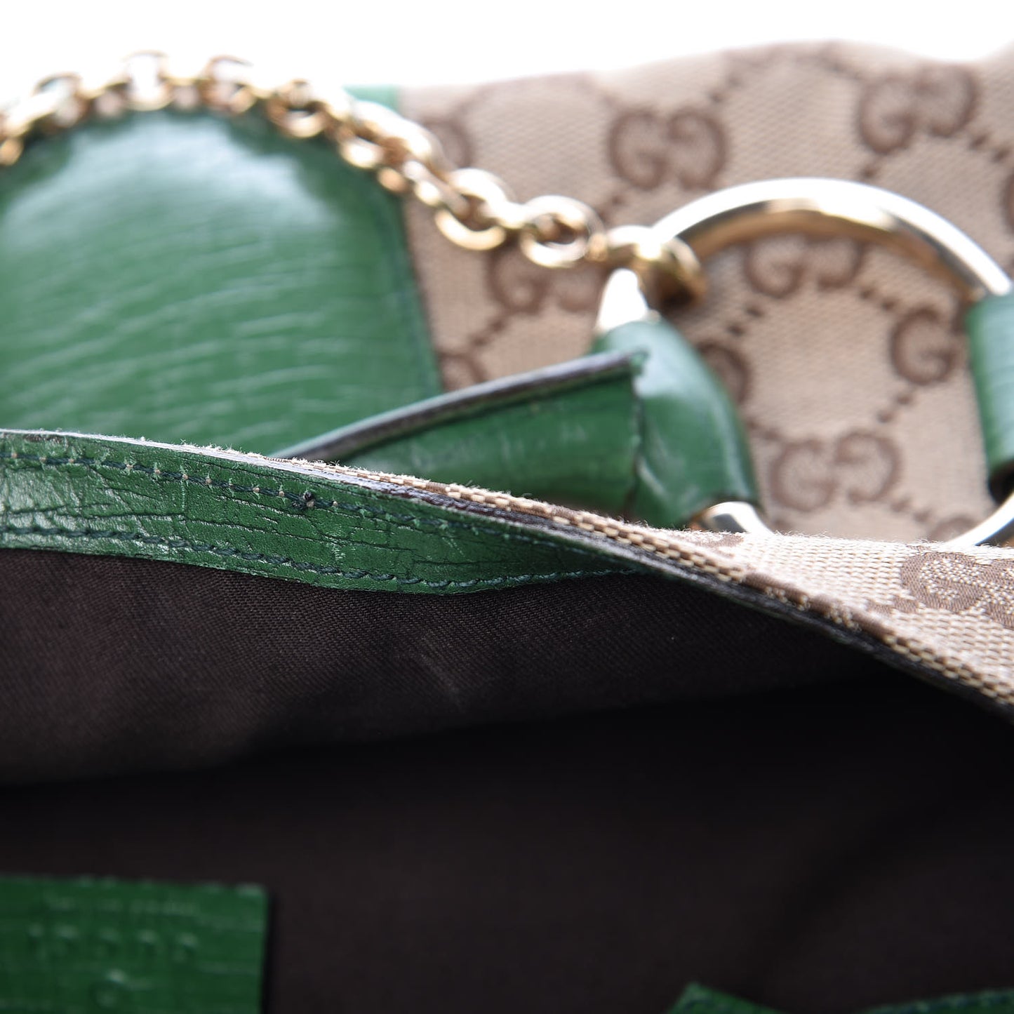 Monogram Horsebit Web Flap Bag Green