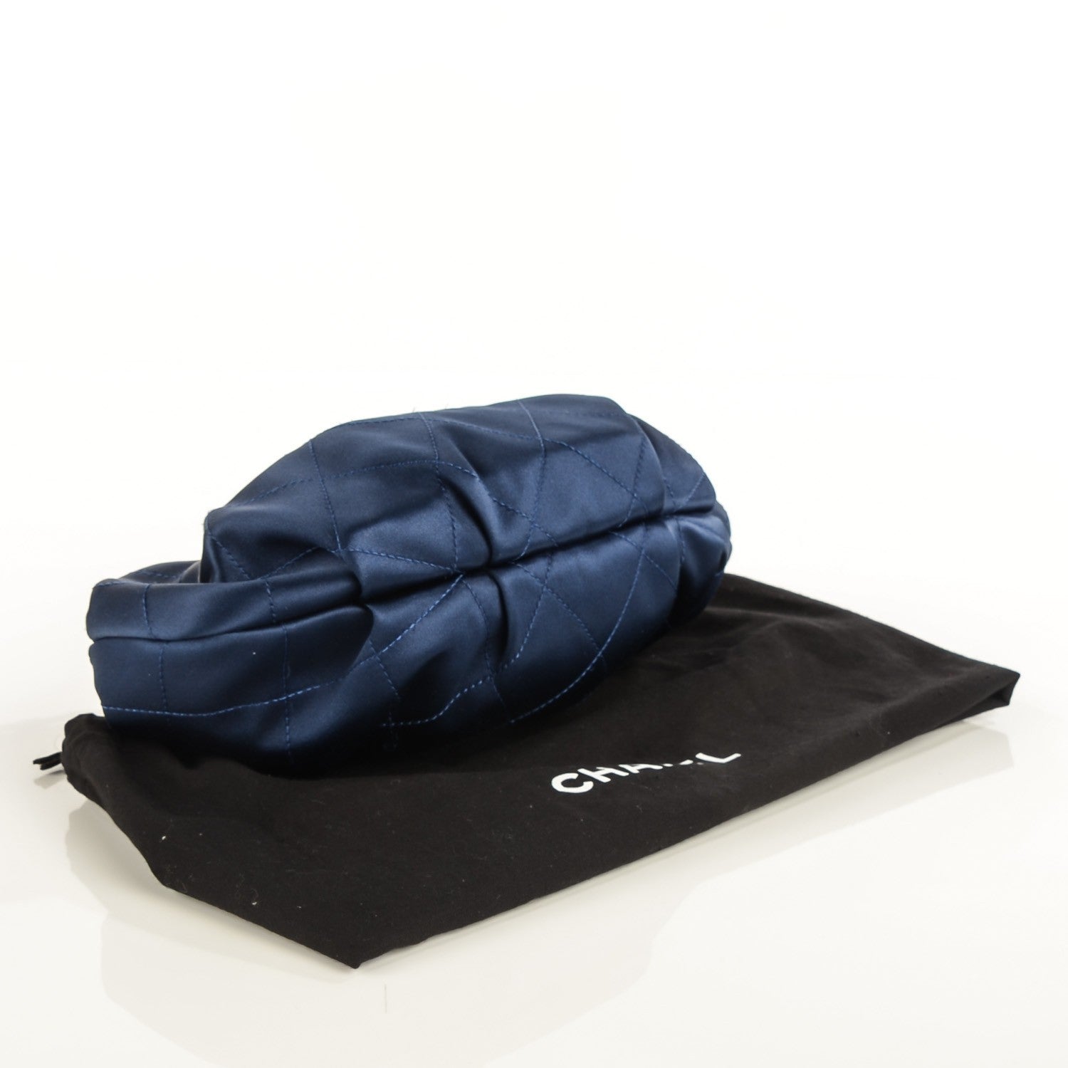 Chanel Satin Diamond Stitch Croissant Pochette Blue 4 of 7