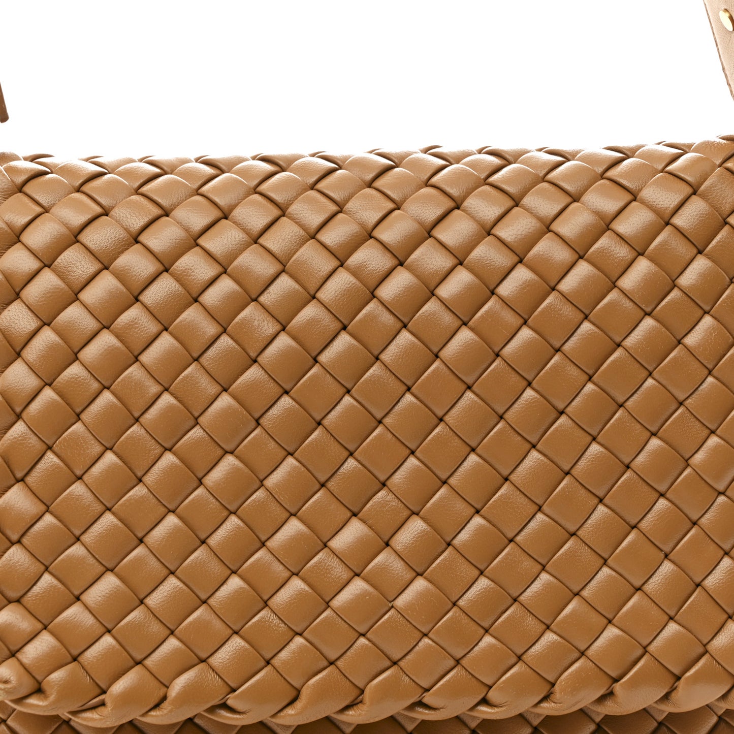 Nappa Intreccicio Padded Small Cobble Shoulder Bag Caramel
