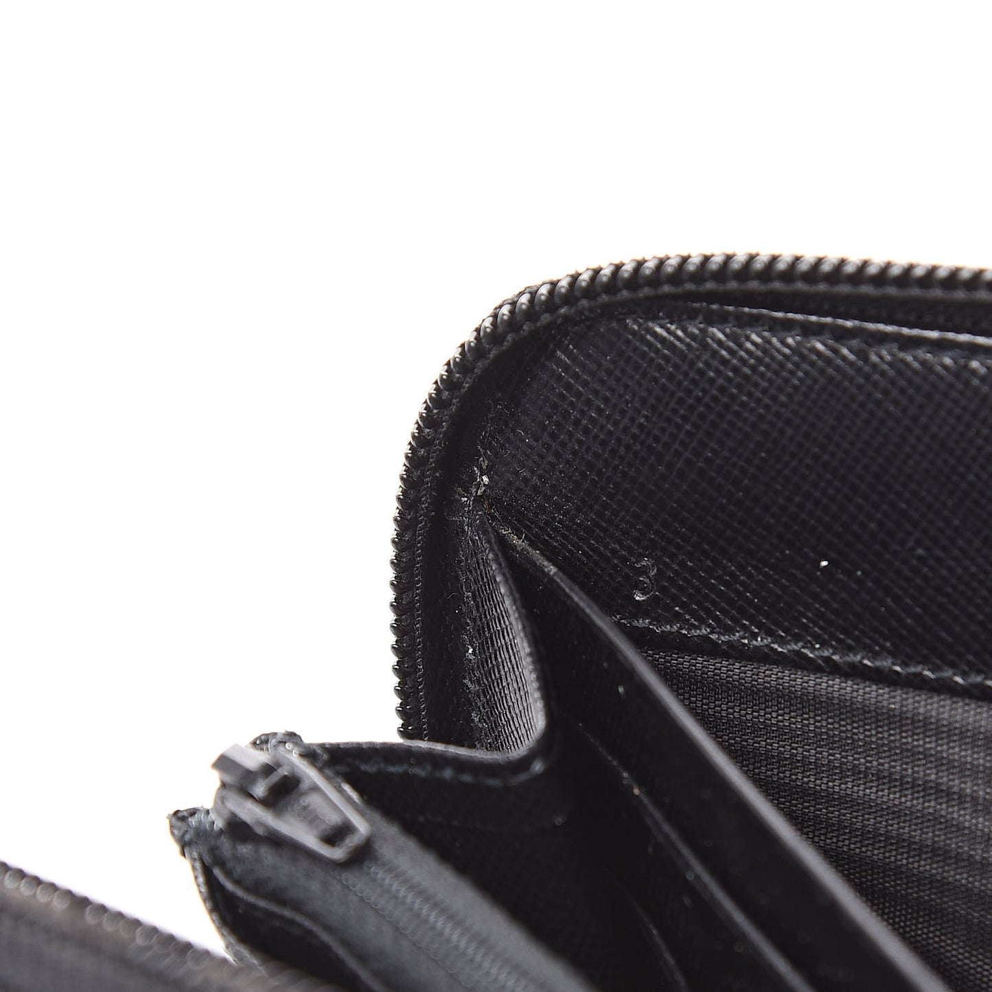 Saffiano Metal Zip Around Wallet Black