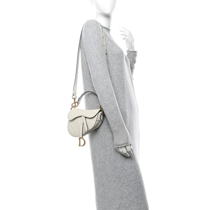 Christian Dior Grained Calfskin Mini Saddle Bag With Strap White 2 of 10