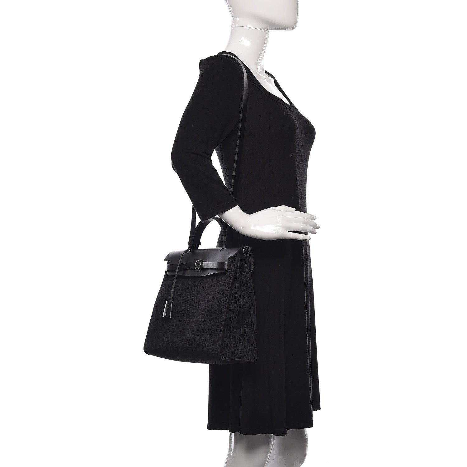 Hermes Military Toile Vache Hunter Herbag Zip PM 31 Black 2 of 10