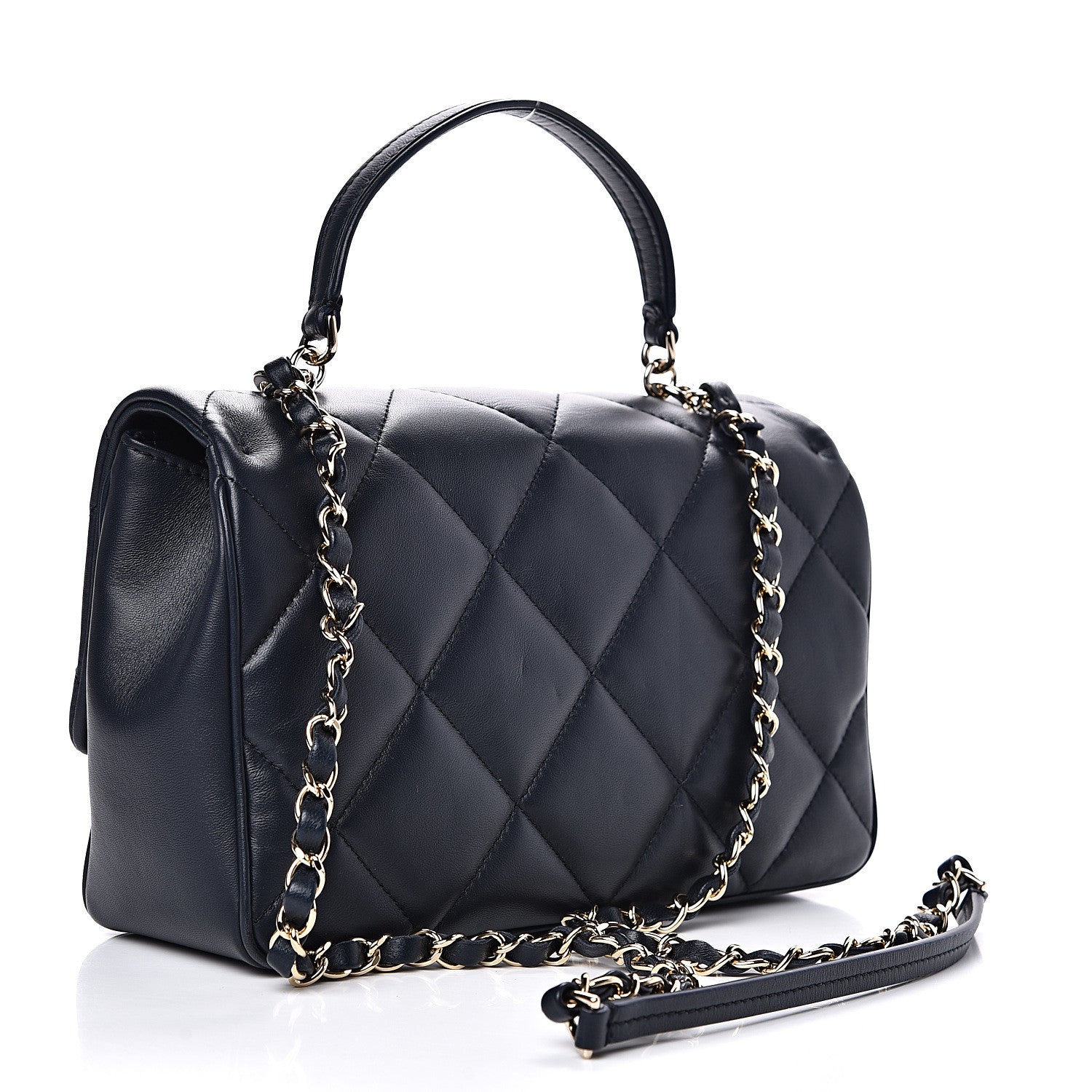 Chanel Lambskin Quilted Easy Carry Flap Navy 2 of 14