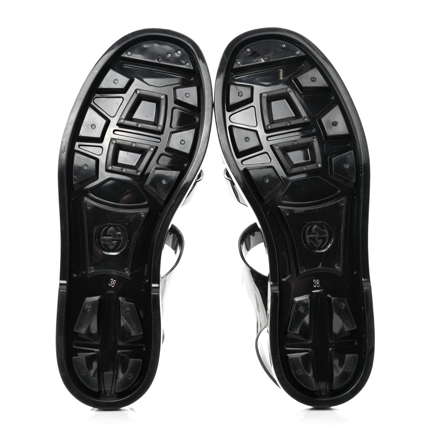 Gucci Shiny Rubber Double G Buckle Strap Sandals 38 Black 5 of 8
