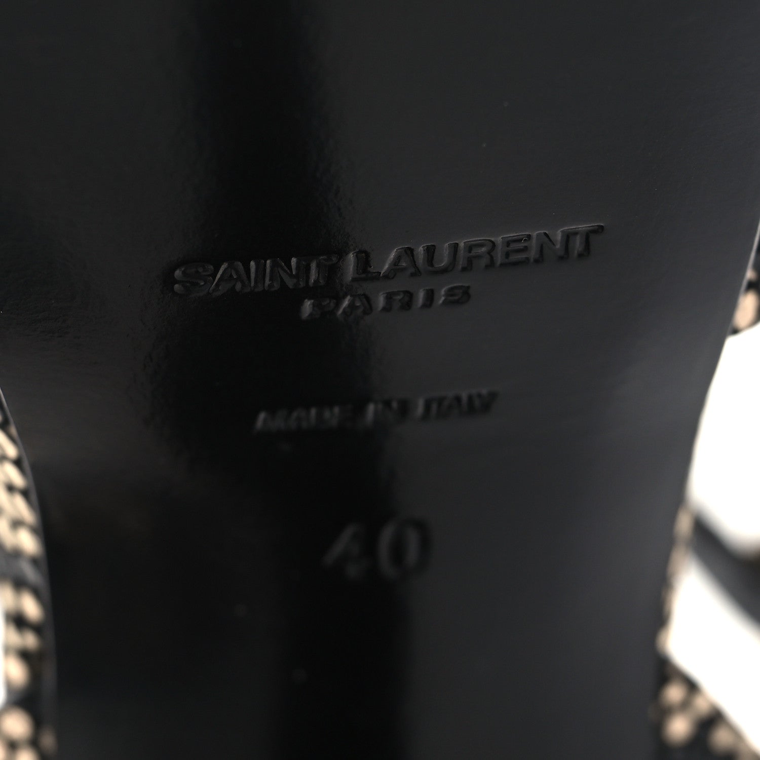 Saint Laurent Calfskin Python Print Tribute Platform Sandals 40 Black Platino 7 of 9