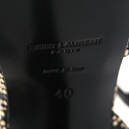 Saint Laurent Calfskin Python Print Tribute Platform Sandals 40 Black Platino 7 of 9