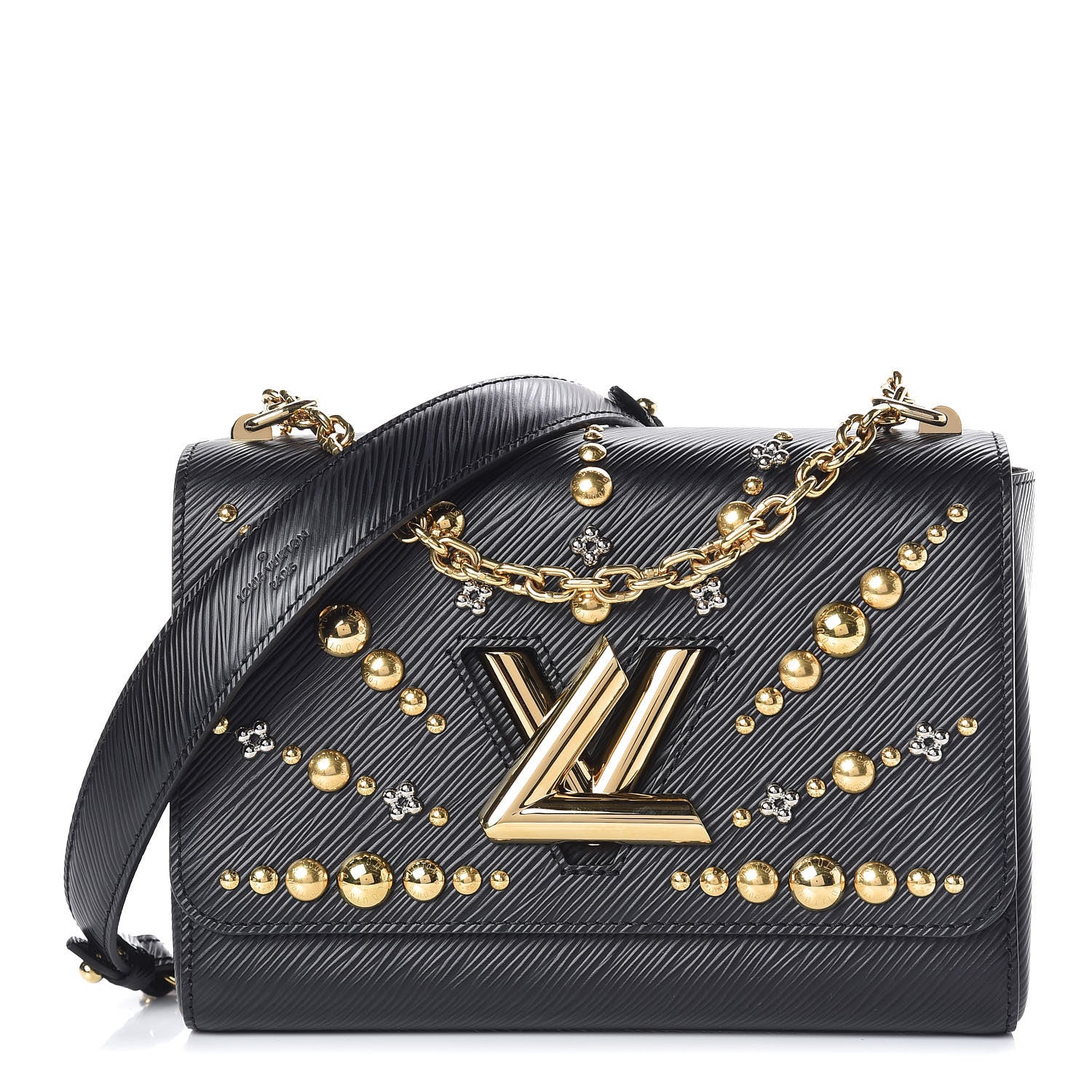 Louis Vuitton Epi Studded Sol Twist Shoulder Bag MM Black 1 of 9