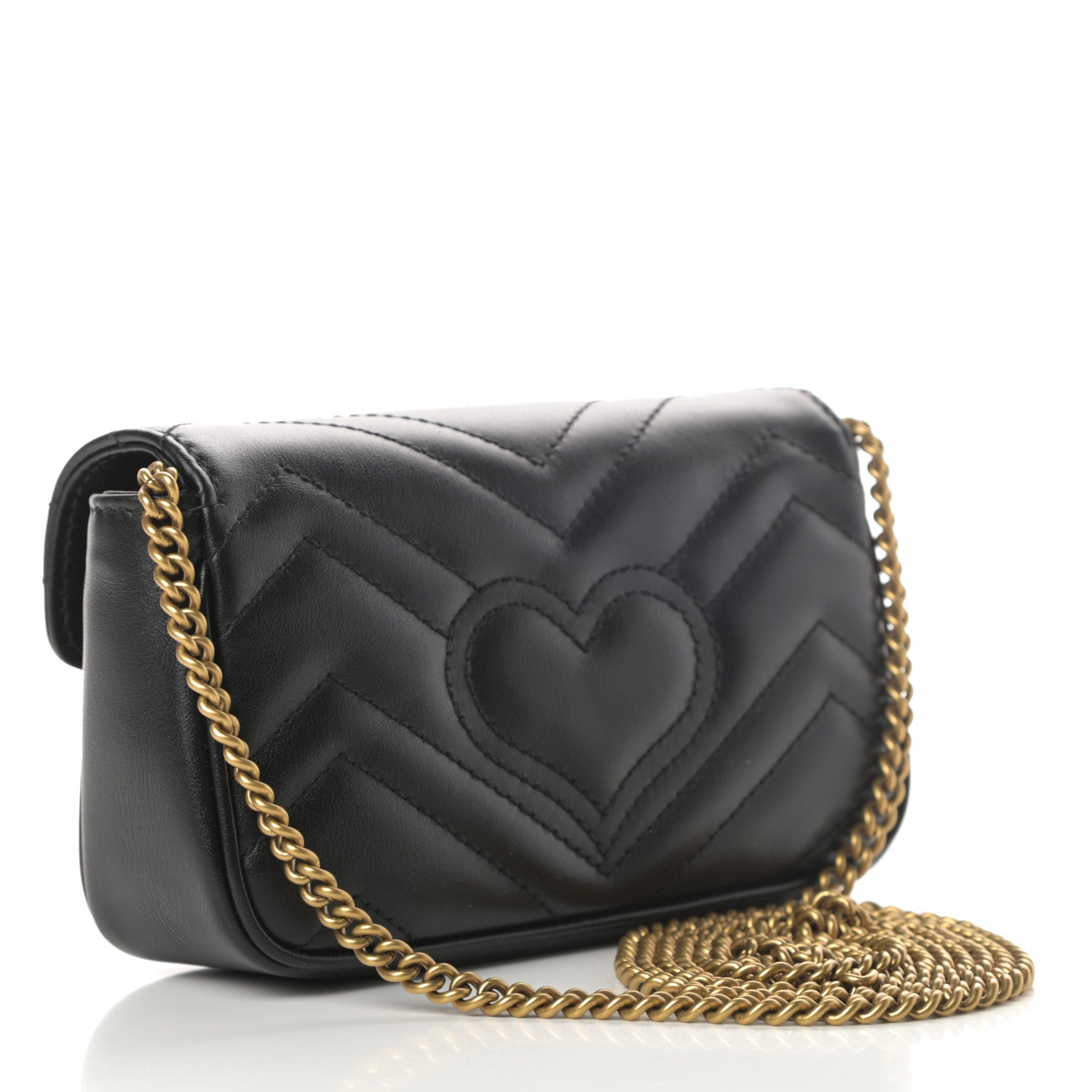 Gucci Calfskin Matelasse Super Mini GG Marmont Shoulder Bag Black 3 of 11