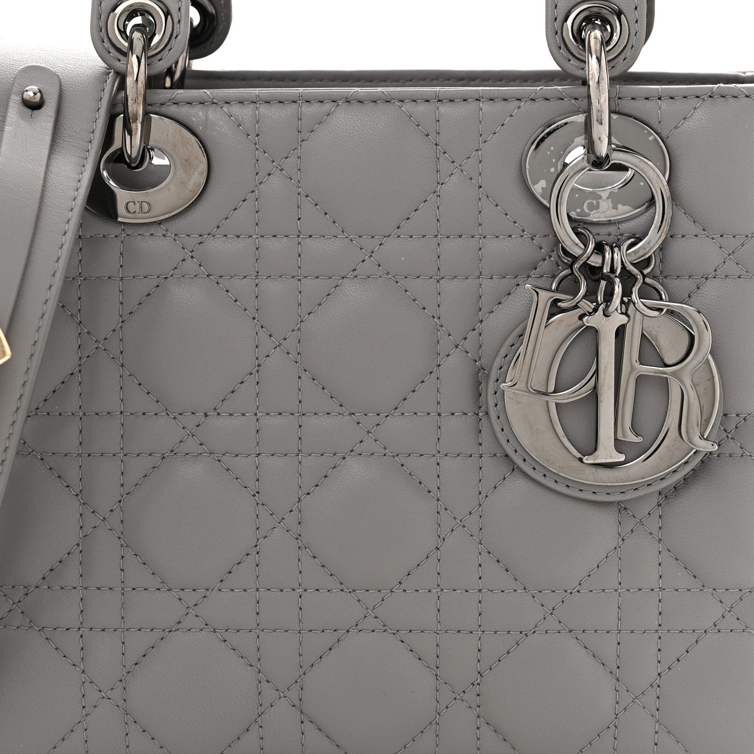 Christian Dior Lambskin Cannage Small My ABCDior Lady Dior Grey 8 of 10