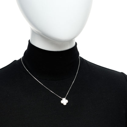 Van Cleef & Arpels 18K White Gold Mother Of Pearl Vintage Alhambra Pendant Necklace 2 of 5