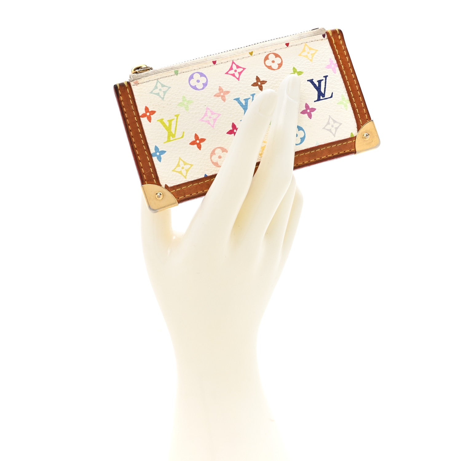 Louis Vuitton Monogram Multicolor Key Pouch White 2 of 9