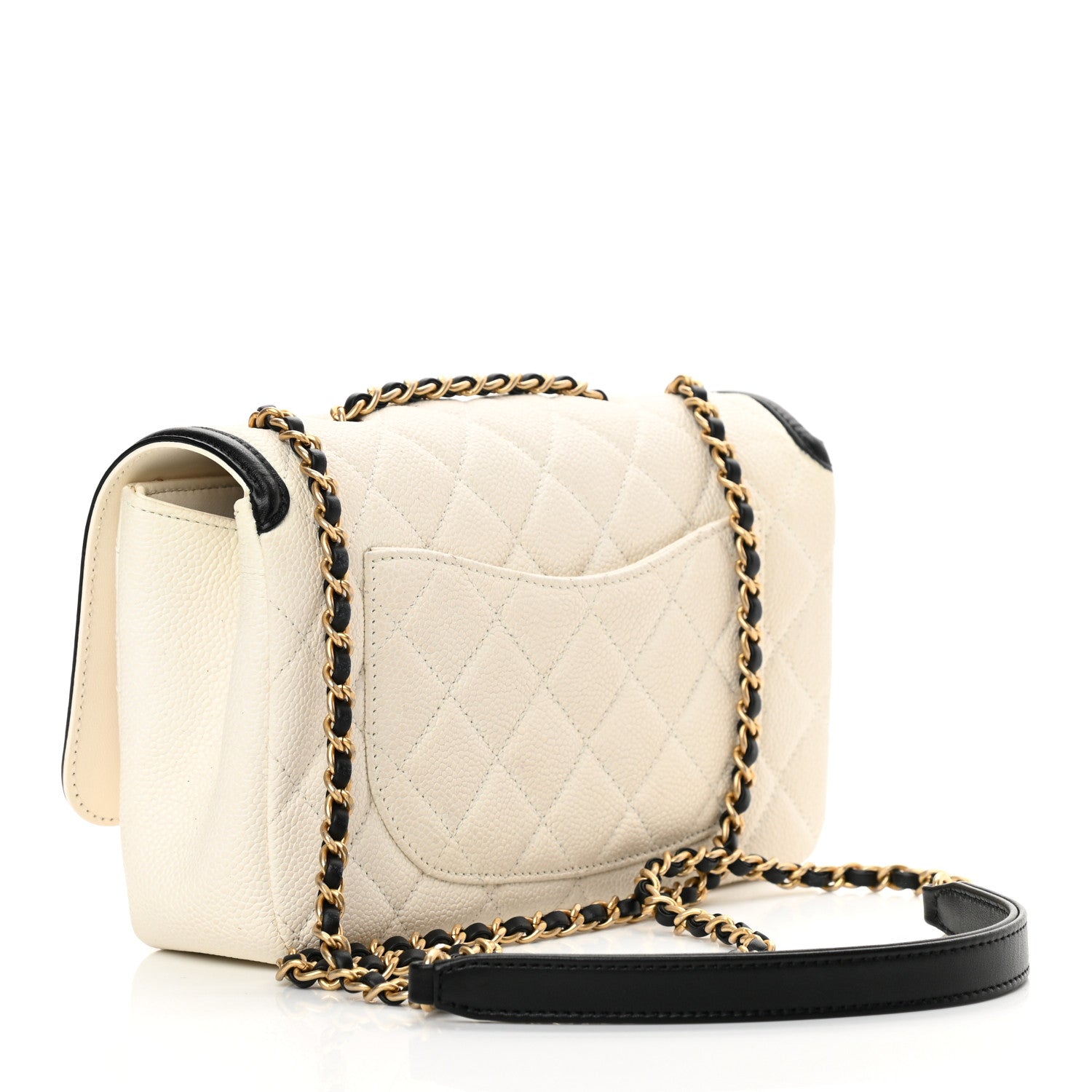 Chanel Caviar Quilted Small CC Filigree Flap White Black 2 of 12