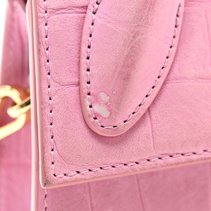 Jacquemus Nubuck Crocodile Embossed Le Chiquito Long Pink 9 of 9