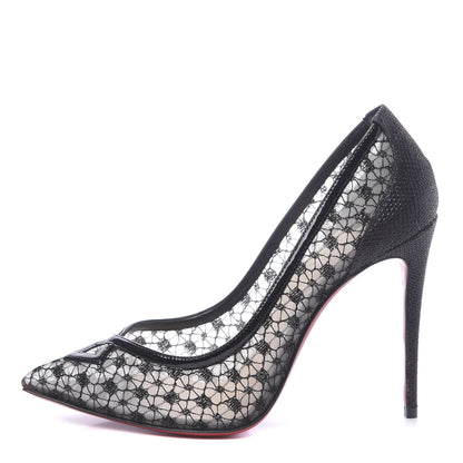 Christian Louboutin Dentelle Lame Patent Glitter Neoalto 100 Pumps 36.5 Black 1 of 7