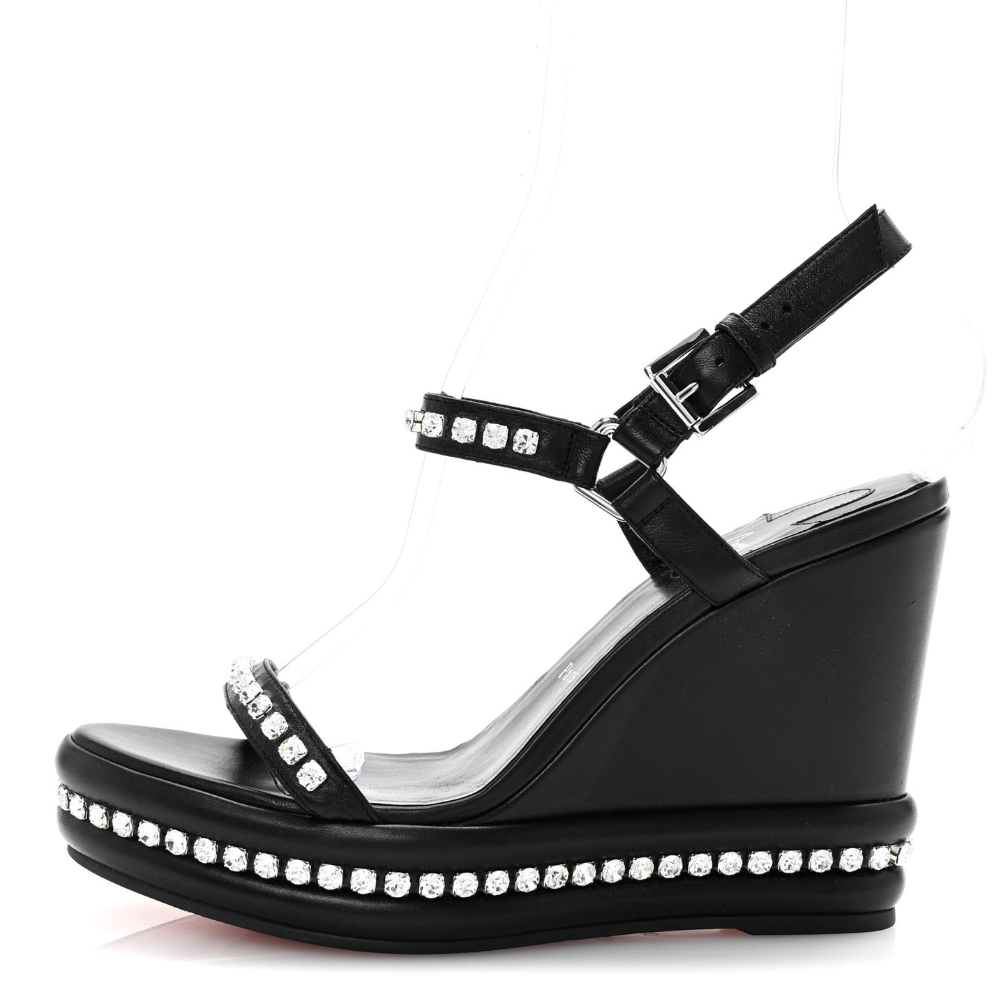 Nappa Crystal Pyrastrass 110 Wedge Sandals 40 Black