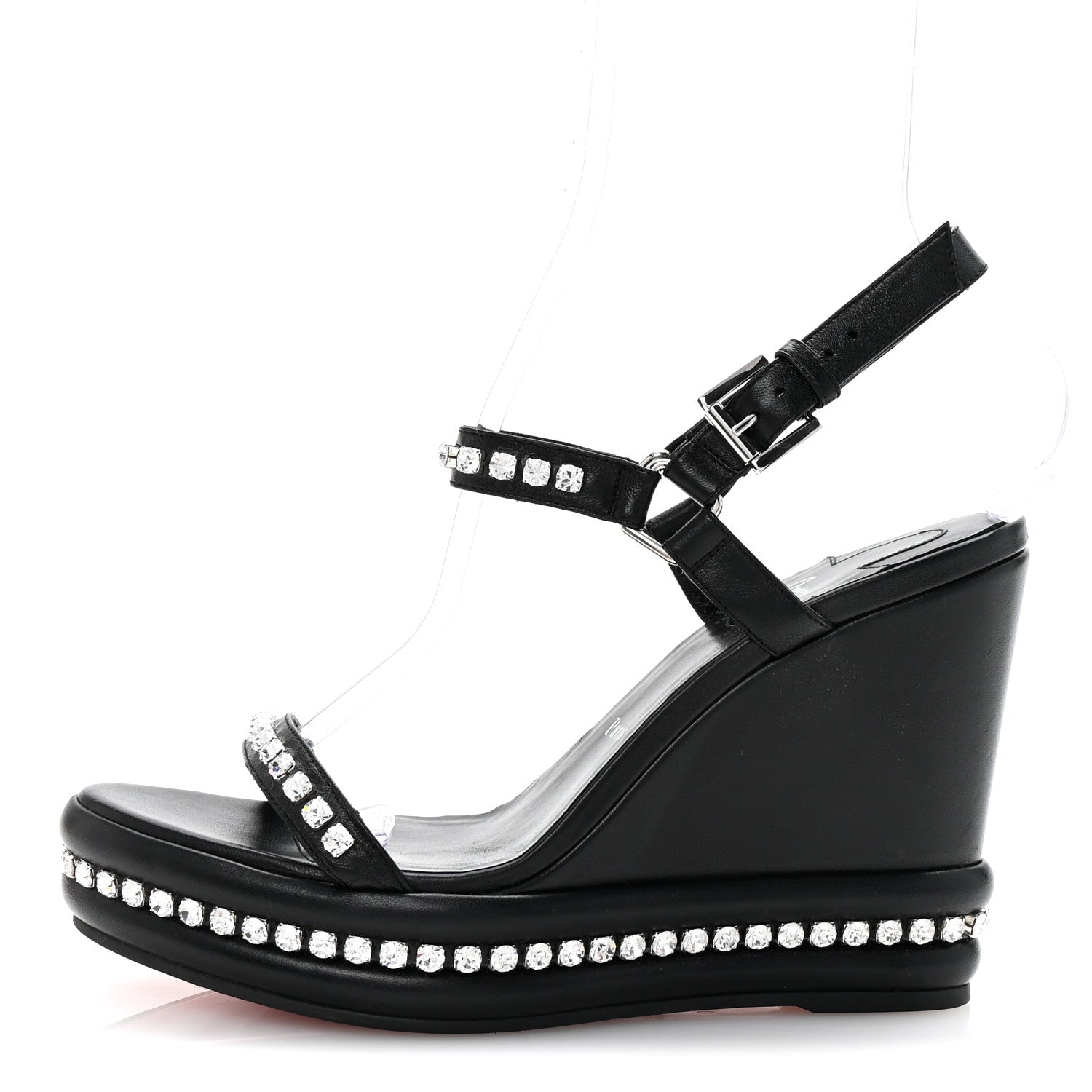 Christian Louboutin Nappa Crystal Pyrastrass 110 Wedge Sandals 40 Black 1 of 9
