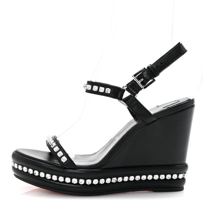 Christian Louboutin Nappa Crystal Pyrastrass 110 Wedge Sandals 40 Black 1 of 9