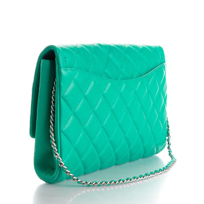 Chanel Lambskin Quilted Clutch With Chain Flap Green 3 of 10
