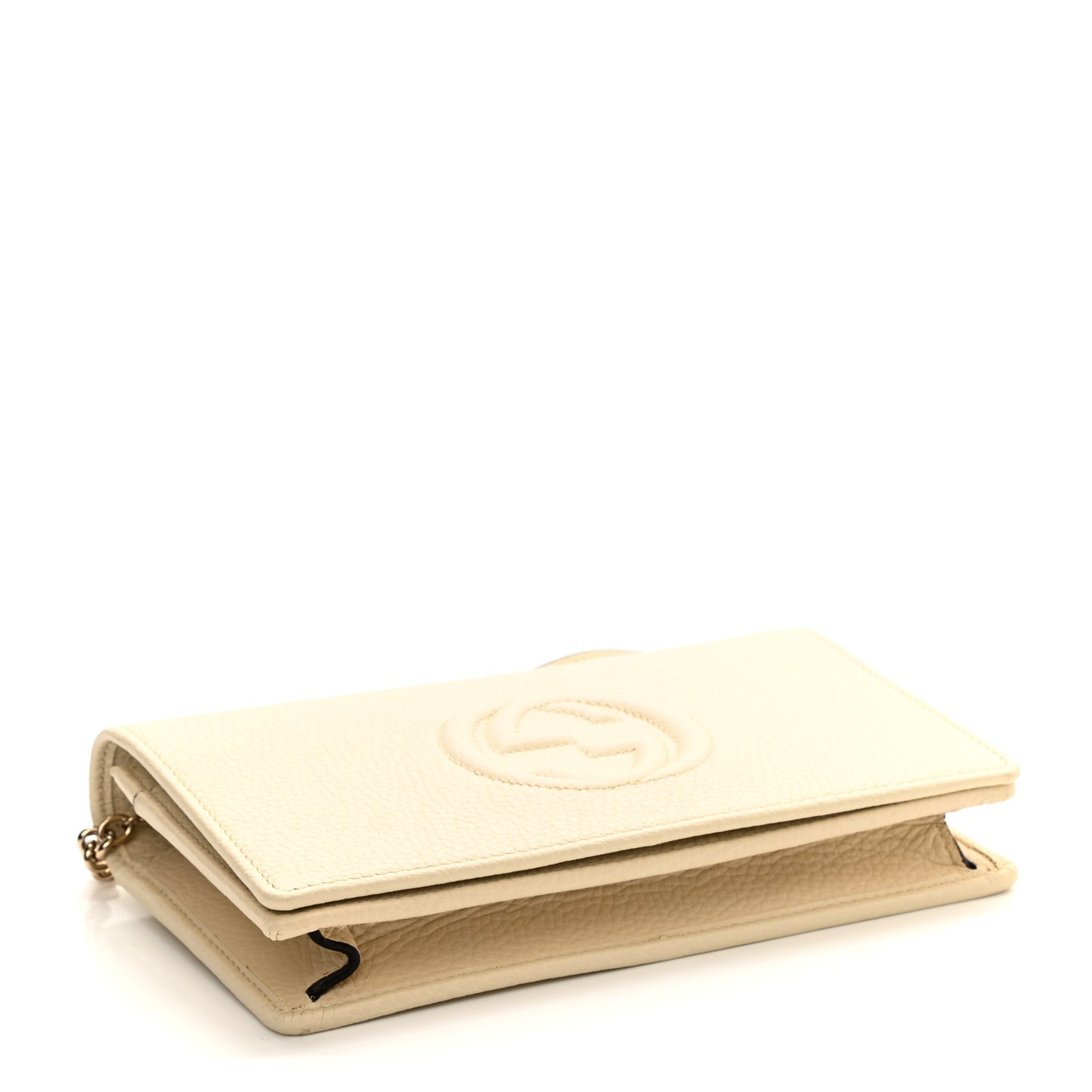 Pebbled Calfskin Soho Wallet on Chain Ivoire