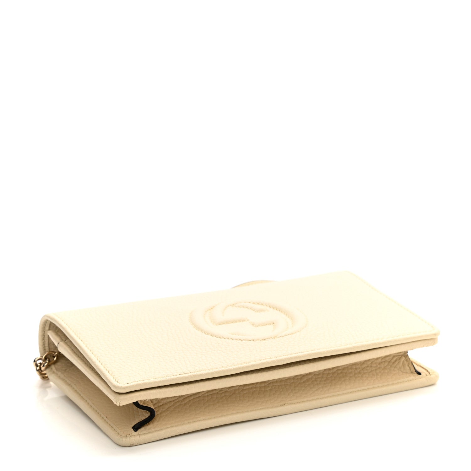 Gucci Pebbled Calfskin Soho Wallet on Chain Ivoire 4 of 9