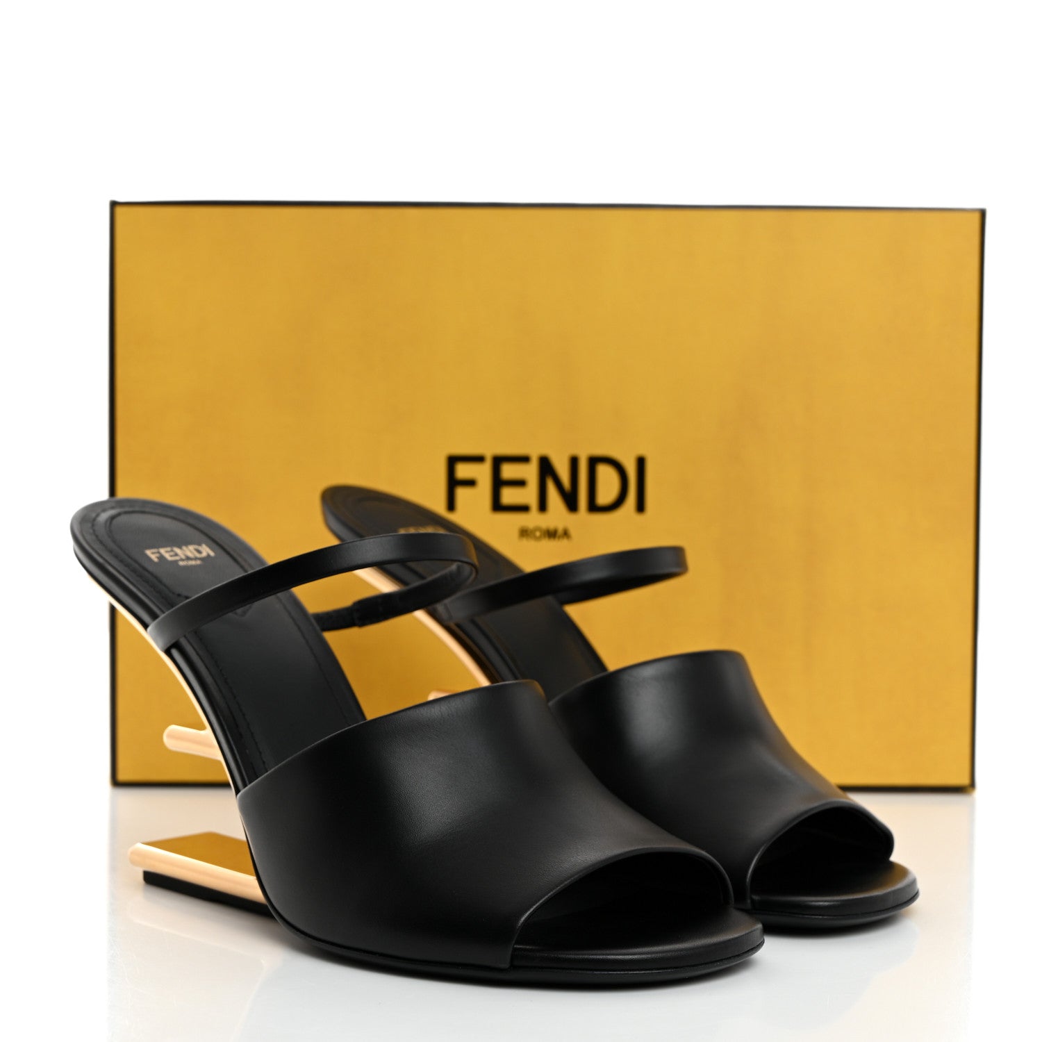 Fendi Calfskin Fendi First 95mm Slide Sandals 40 Black 8 of 8