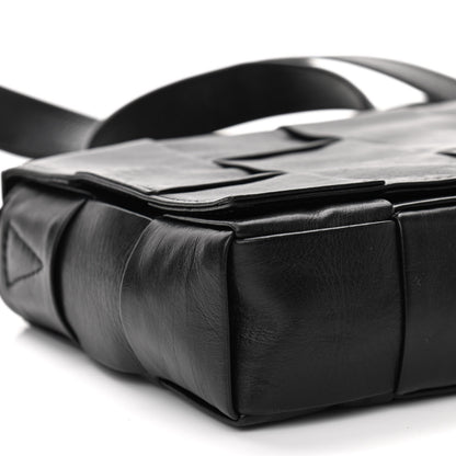 Bottega Veneta Paper Calfskin Maxi Intreccio Cassette Crossbody Bag Black 9 of 10