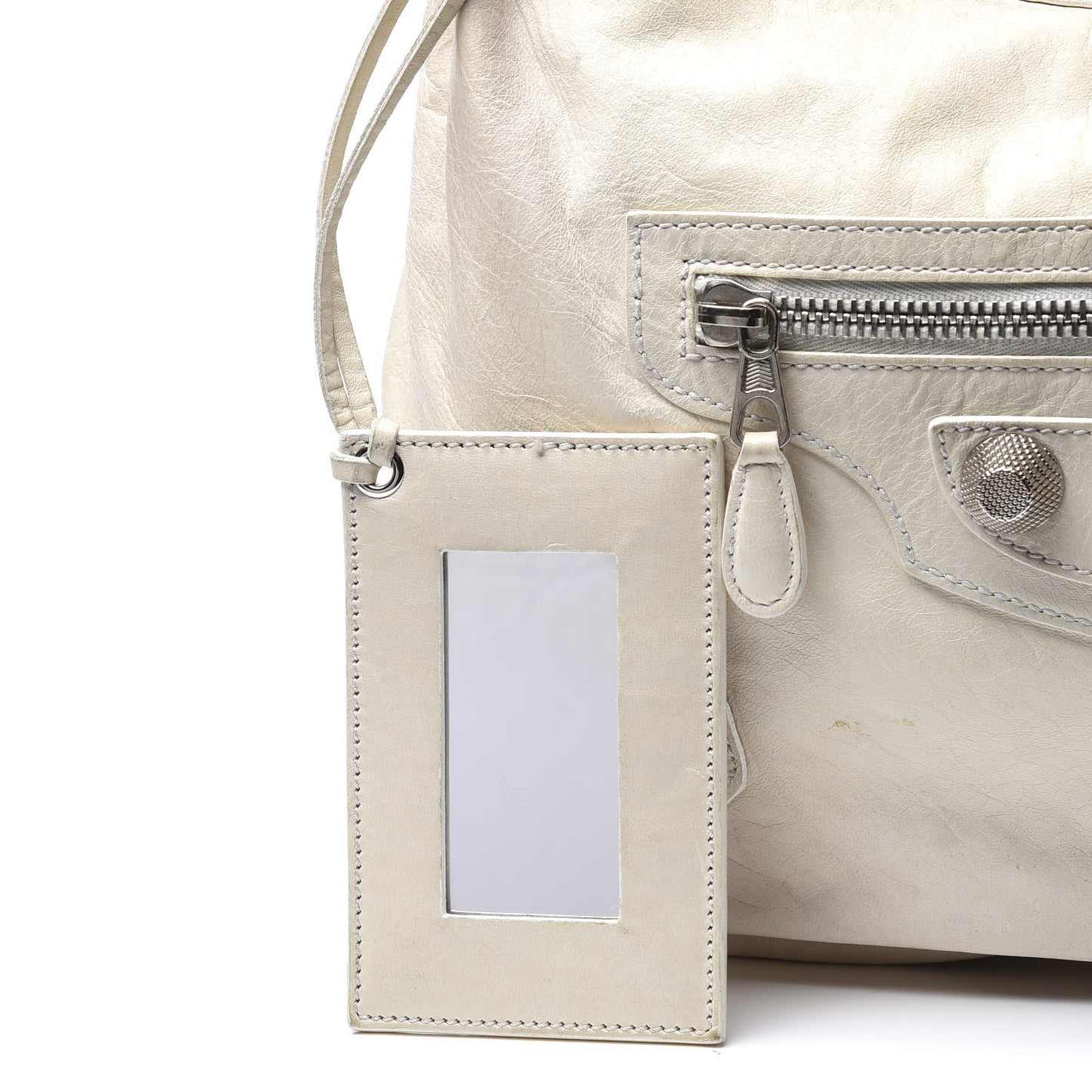 Agneau Giant 21 Silver Hardware Hobo White