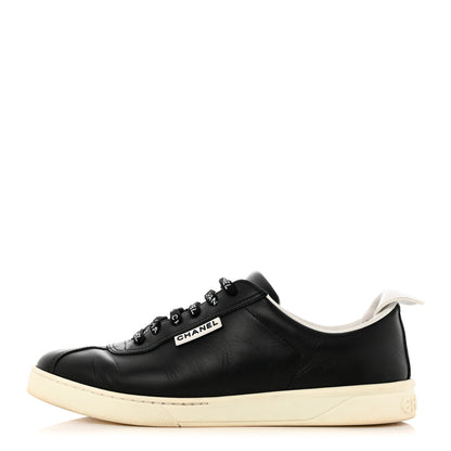 Chanel Calfskin CC Womens Sneakers 38.5 Black 1 of 13